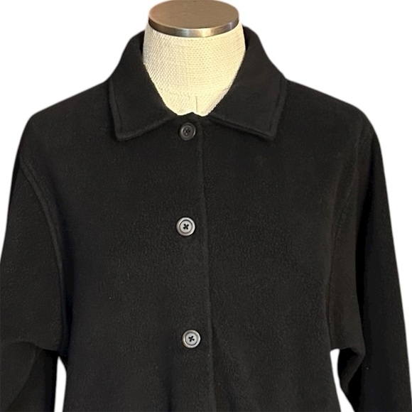 Cherokee Black Button-Up Fleece Jacket with Winter Embellished Pockets Size M - Picture 2 of 5